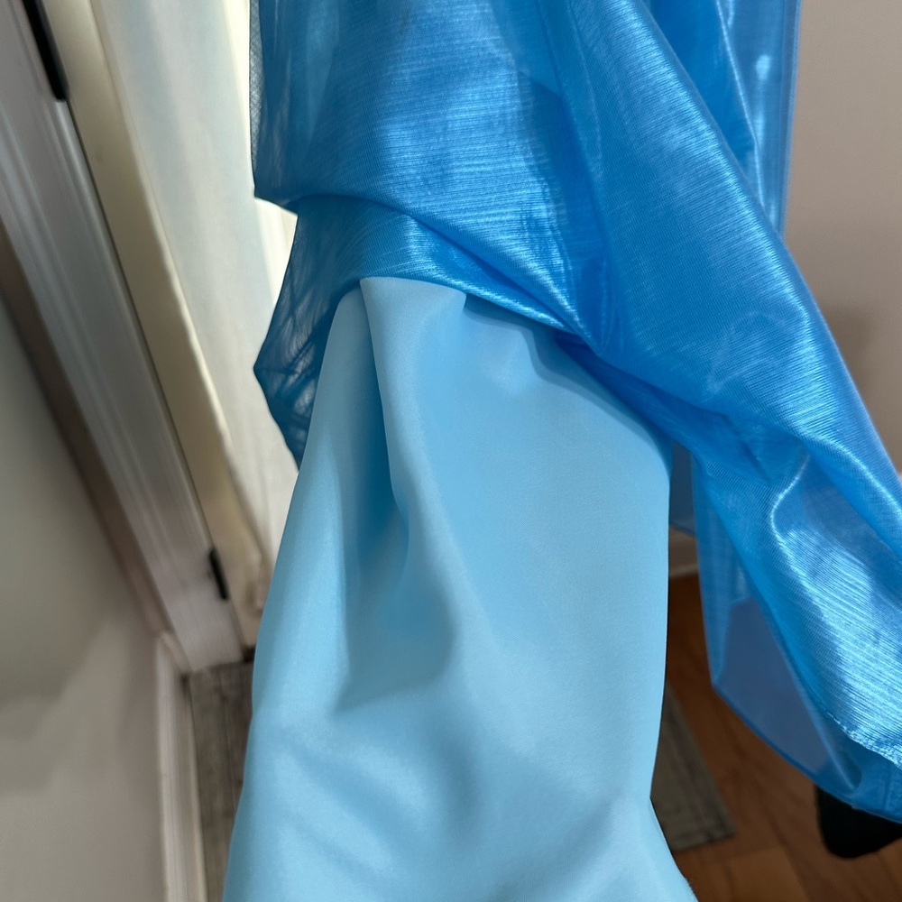 Asymmetrical Ruched Blue Prom Gown - Picture 3 of 5